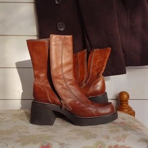 Fall tan ankle/calf high leather boots by Aldo size 10